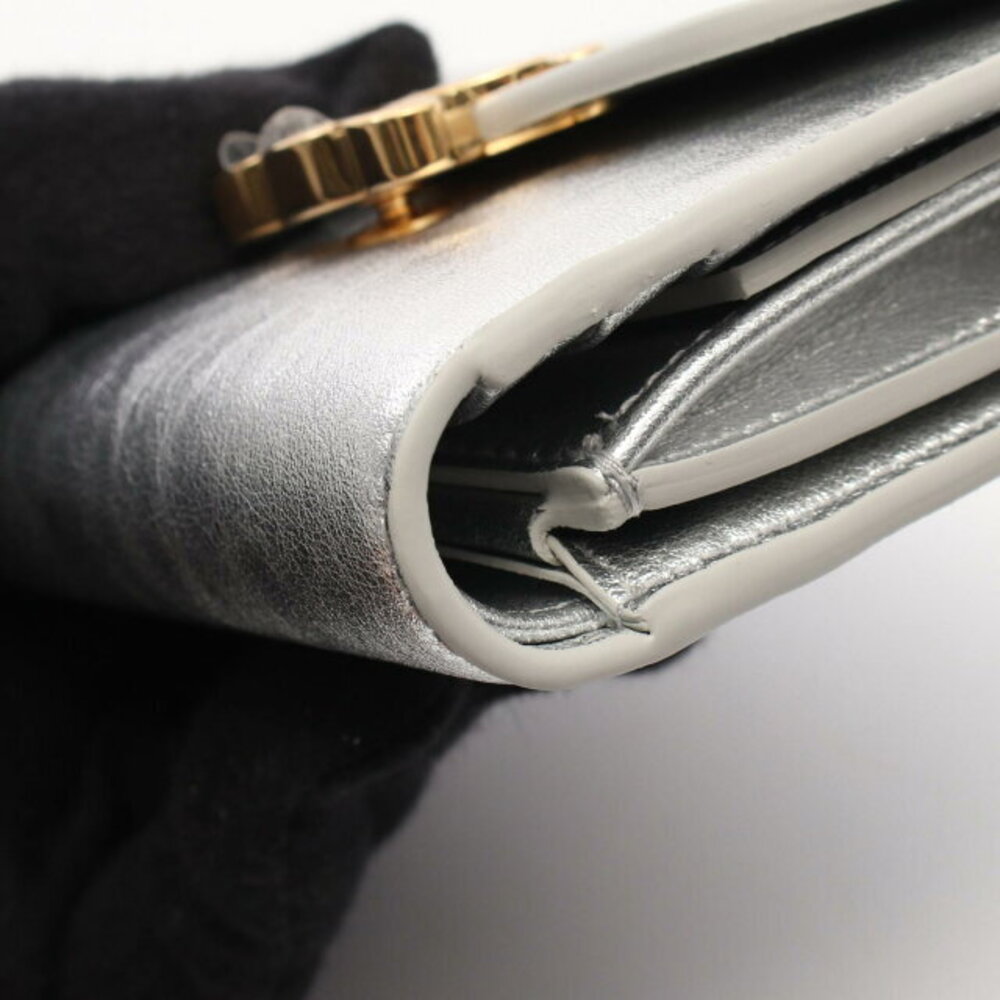 Celine Triomphe Wallet Flap Leather Silver Trifold - Picture 5 of 5